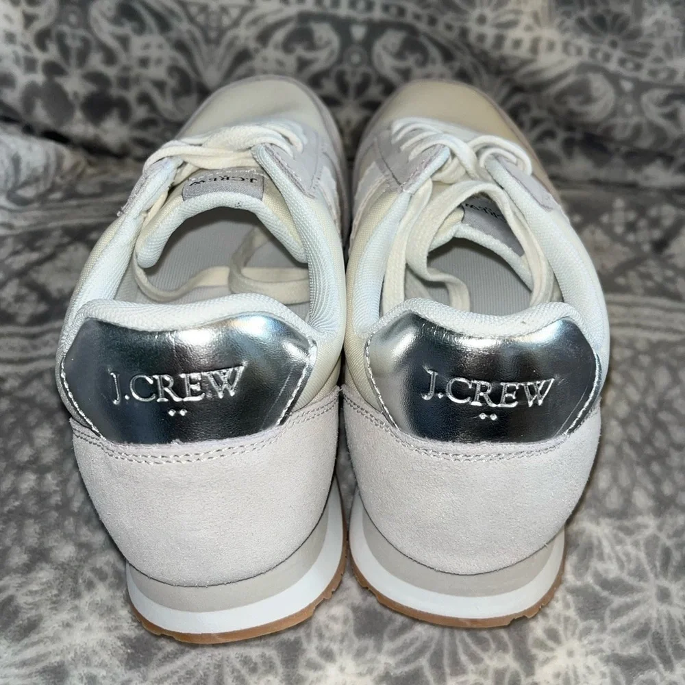 J. Crew Nylon striped city sneakers BJ256 Gray Drawstring White and Gray 8.5 - Picture 6 of 9